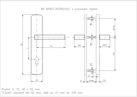 Sicherheitsbeschläge ROSTEX BK 807 ASTRA (CHROM-EDELSTAHL)