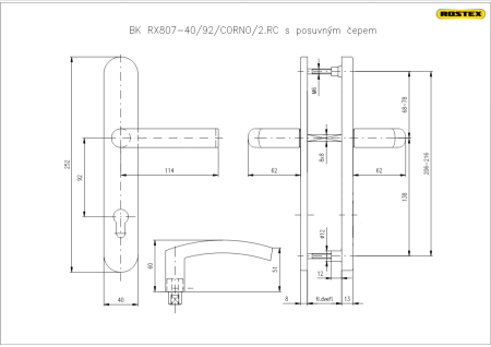 Sicherheitsbeschläge ROSTEX RX807-40/92 CORNO (weiß)
