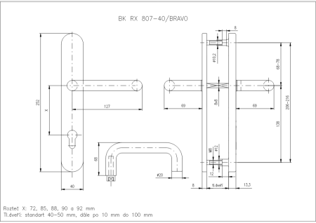 Sicherheitsbeschlag ROSTEX RX807-40 BRAVO (Edelstahl matt)