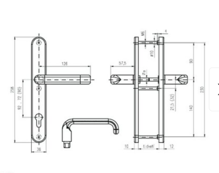 Sicherheitsbeschläge ROSTEX BK 807 GRANDE - PANIK (EDELSTAHL-MATT)