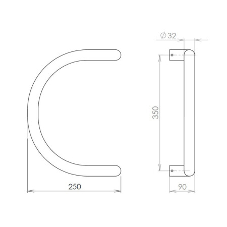 Edelstahl-Türgriff „C“ HOLAR, ø 32 mm – Edelstahl