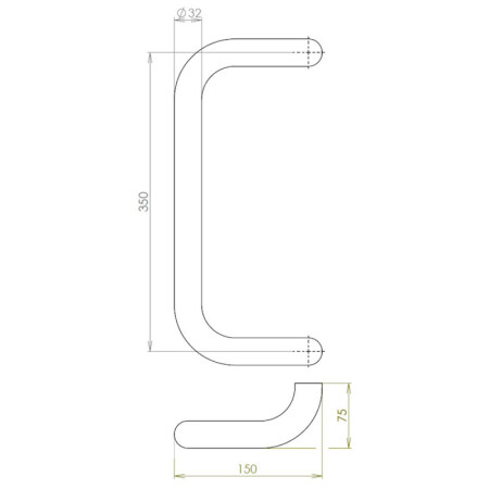 Edelstahl-Türgriff „G“ HOLAR, ø 32 mm – Edelstahl