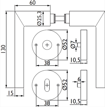 Türbeschlag TWIN LEVEL H 1813 (E)