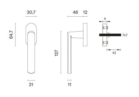 Eurofenstergriff MP FRAGOLA - R 7S (BS - Mattschwarz)