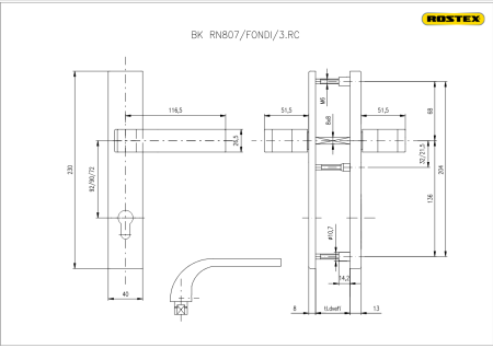 Sicherheitsbeschläge ROSTEX RN807 FONDI (SCHWARZ)