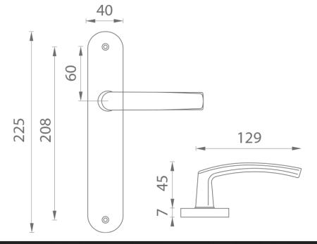 Türbeschlag MP BA - MIRA - S (F1 - Silber eloxiert)