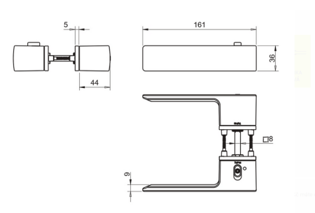 Türbeschlag MP Gordo - RT5 4084 mit Verriegelung, 46-53 mm (BS - Mattschwarz)