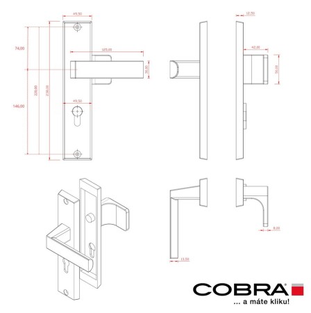 Schutzbeschlag COBRA C201 mit Abdeckung (Titan)