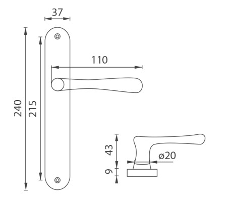 AUSVERKAUF Türbeschlag MP NI - ELEGANT (OCS - Chrom gebürstet) - PZ - Kugel/Griff rechts - Entfernung 72 mm