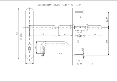 Sicherheitsbeschläge ROSTEX RX807-40 PANIC (Edelstahl matt)
