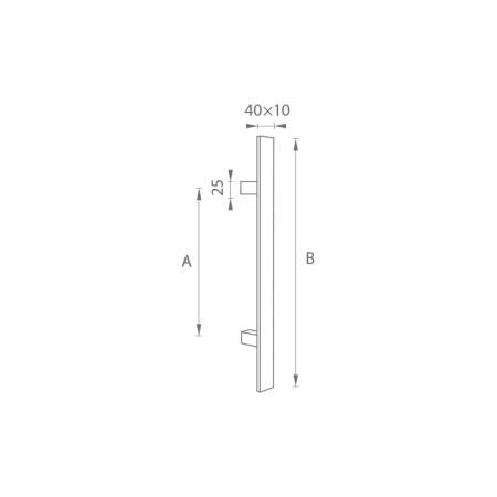 AUSVERKAUF TÜRGRIFF MP (BS - Matt Schwarz) - Länge 600 mmx40x10 mm - STÜCK