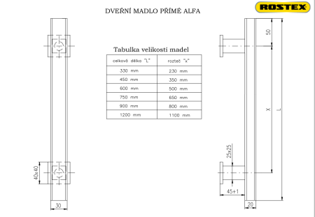 Türgriff ROSTEX ALFA (schwarz) - doppelseitig
