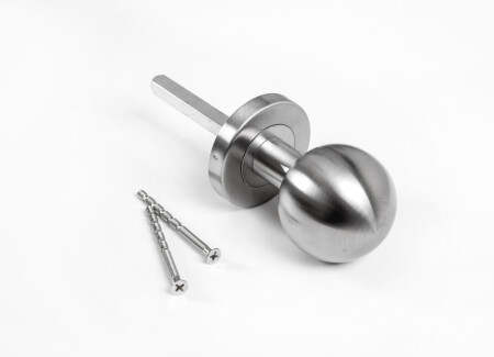 ROSTEX-Knopf mit runder Rosette (Edelstahl matt)