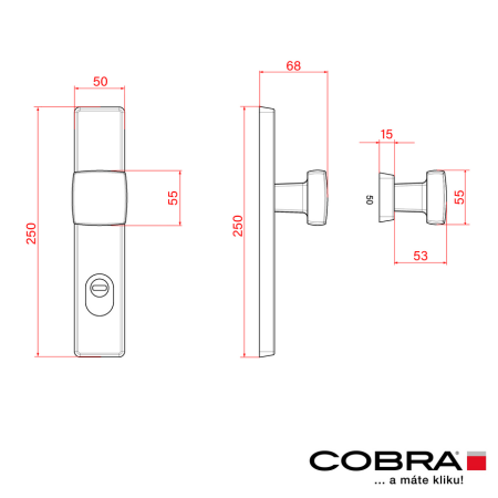 Schutzbeschlag COBRA TOWER H mit eckigem Drücker (F9 - Edelstahl eloxiert)