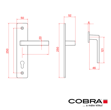 Schutzbeschlag COBRA TOWER H mit eckigem Drücker (F9 - Edelstahl eloxiert)