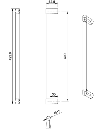 Türgriff COBRA BLOCCA 400mm (OCS)