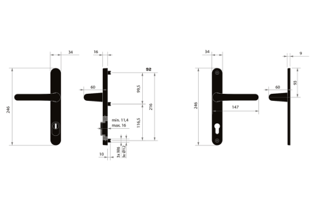 Sicherheitsbeschläge MP MPK - SECURO A04 - USO COSLAN (F9 - Eloxierter Edelstahl)