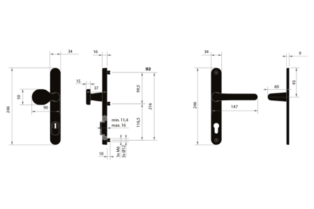 MPK Schutzbeschlag - SECURO A04 PLUS - USO M1 COSLAN (F9 - Edelstahl eloxiert) - mit Abdeckung