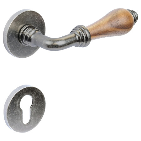 Türbeschlag RICHTER RK.E16.BERGAMO (Altsilber/Naturholz-Schwarznuss)