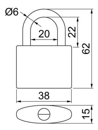 Klassisches Gusseisenschloss mit buntem Aufdruck RICHTER RV.OVAL.38.JU4