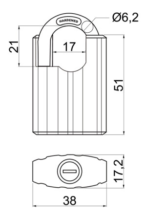 Stahlvorhängeschloss mit Bügelabdeckung RICHTER RV.STONE.38