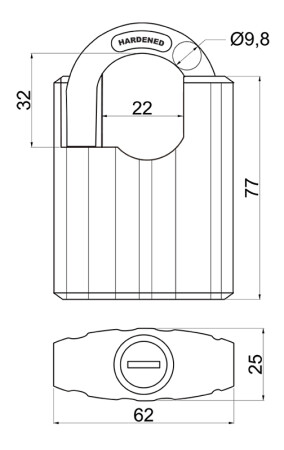 Stahlvorhängeschloss mit Bügelabdeckung RICHTER RV.STONE.63