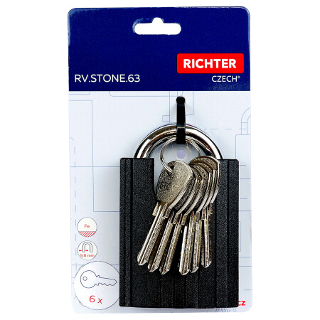Stahlvorhängeschloss mit Bügelabdeckung RICHTER RV.STONE.63