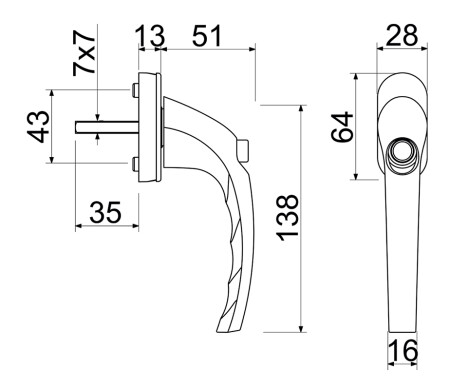 Abschließbarer Fenstergriff RICHTER RHW.179.P. (F9016 - weiß)
