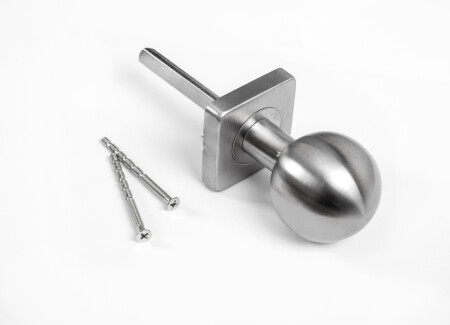 ROSTEX-Knopf mit quadratischer Rosette (Edelstahl matt)