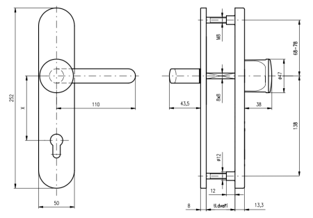 Sicherheitsbeschläge ROSTEX RX 802-50 EXCLUSIVE (CHROM EDELSTAHL POLIERT)