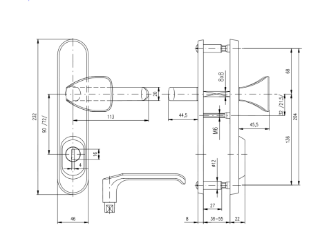 Sicherheitsbeschläge ROSTEX R1/O BARYT (MATTSCHWARZ)