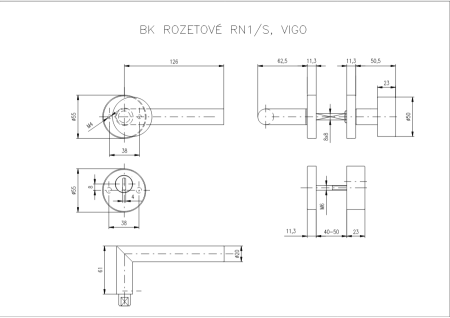 Sicherheitsbeschläge ROSTEX RN1/S VIGO (MATTER EDELSTAHL)
