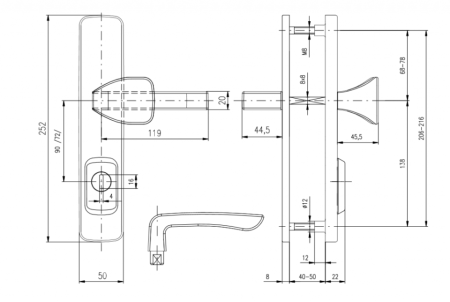 Sicherheitsbeschläge ROSTEX BK RX 1 ASTRA 3. Klasse (Kupfer poliert)