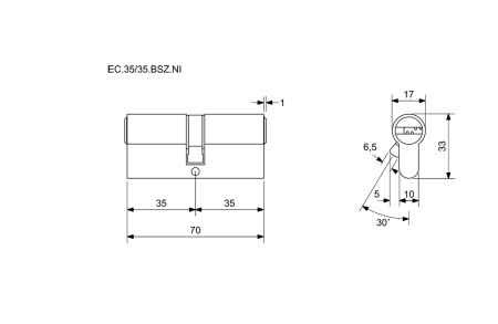 Zylindrischer Gebäudeeinsatz, doppelseitig (Notfall) Richter EURO XCOLOR RC1