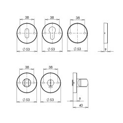 HOLAR Türbeschläge mit runder Rosette MT 11 (Edelstahl)