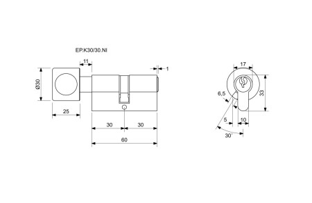 Zylindrischer Bauknopf-Einsatz Richter EURO PLUS RC1