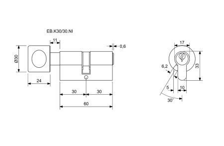 Zylindrischer Bauknopf-Einsatz Richter EURO BASIC RC1