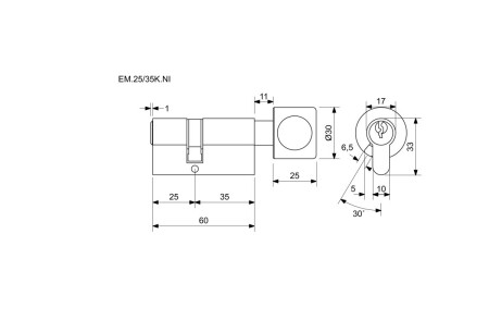Zylindrischer Bauknopf-Einsatz Richter EURO MINUS RC1