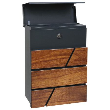 Briefkasten RICHTER BK.524.WO.AM (mattes Anthrazit mit Holzdekor)