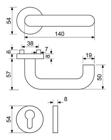 Türbeschläge RICHTER RK.U-FORM (schwarz)