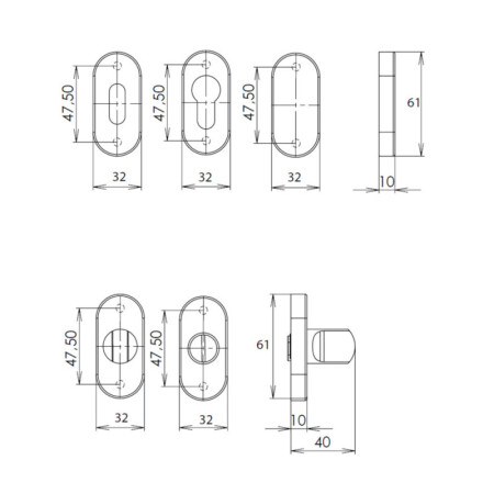 Türbeschlag HOLAR MT 03 mit ovaler Rosette (Edelstahl)