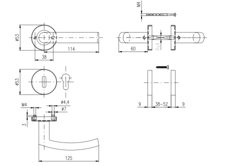 ANGEBOT: Türbeschläge ROSTEX CORNO mit Stiften (MATTE EDELSTAHL) - BB
