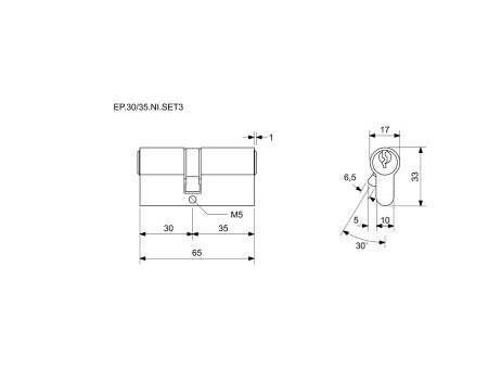 Satz mit 3 Richter EURO Plus Zylindereinsätzen SET3