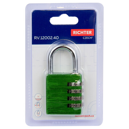 Aluminium-Code-Vorhängeschloss Richter RV.12002.40.ZEL