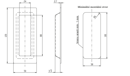 ROSTEX Schiebetürrahmen, quadratisch 50x120 mm (EDELSTAHL, MATT-TITAN)