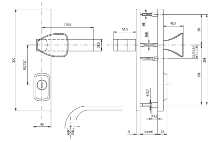 Sicherheitsbeschläge ROSTEX RN802 FONDI (KUPFERPOLIERT)