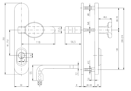 Sicherheitsbeschläge ROSTEX BK RX4-50 SOLID 3. Klasse (KUPFERMATTE)
