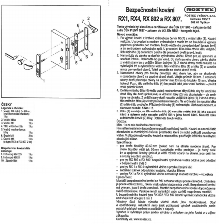 Sicherheitsbeschläge ROSTEX BK RX4-50 EXKLUSIV 3. Klasse (PLATINMAT)