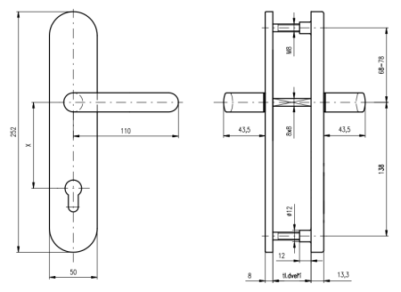 Sicherheitsbeschläge ROSTEX BK RX807-50 EXKLUSIV (TITANGOLD)