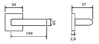 Türbeschlag TWIN CARLA SQUARE HR H 1617FL (E) - flache Rosette